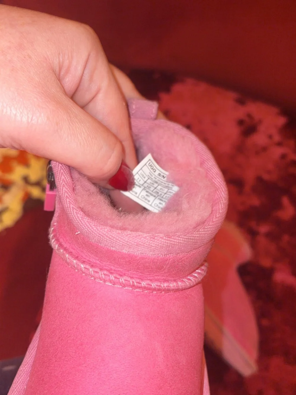 UGG Kids Pink Short Plush Boots